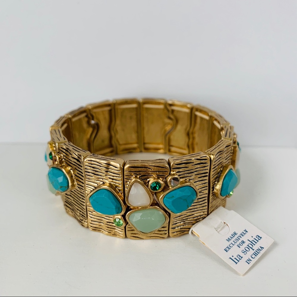 Lia Sophia Gold Tone Faux Gemstone Bracelet - Picture 2 of 5